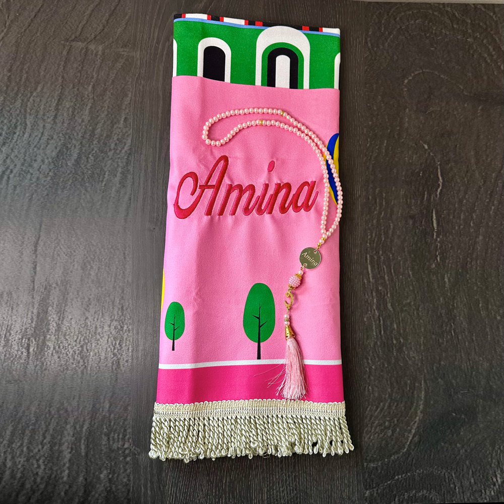 Customized Kids Prayer Mat and Tasbih Set